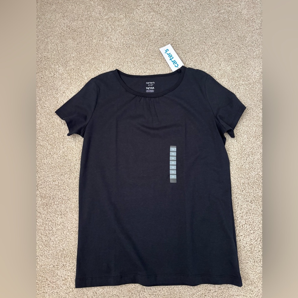 Girls carters black short sleeve tee 100% cotton. NWT